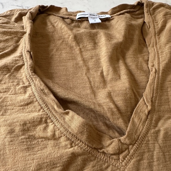 James Perse Sheer Slub Casual V-Neck in Bronze - Size 4 - Picture 4 of 7